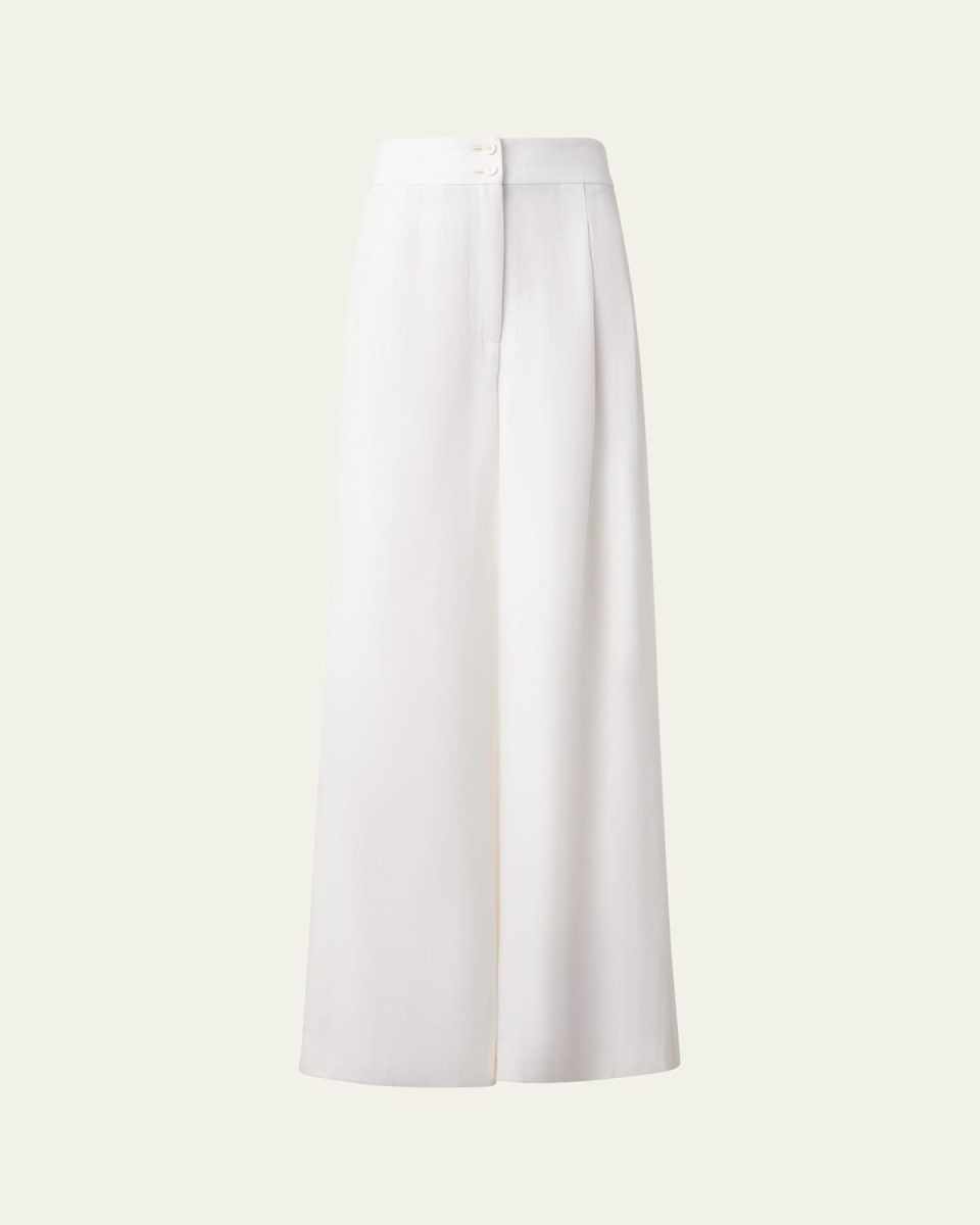 Florence Pleated Linen Wide-Leg Pants